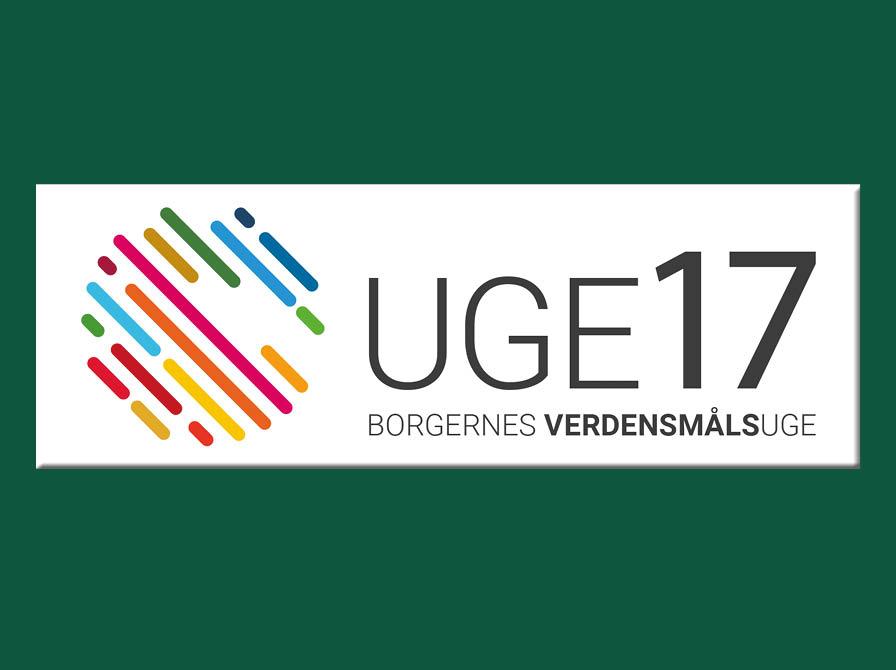 Verdensmål logo og teksten "UGE17 Borgernes Verdensmålsuge"